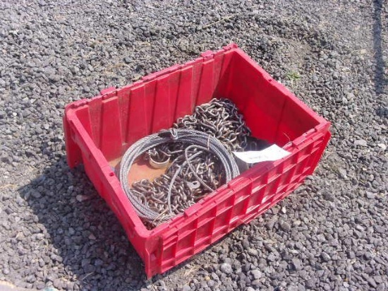 CRATE W/ASSORTED CHAIN & CABLE