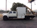 1997 FORD F-SERIES CREW CAB FLATBED UTILITY SERVICE TRUCK W/IMT 2015 CRANE