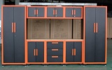 9 PIECE WORKBENCH STATION COMBO SET W/2 LOCKERS, 2 BASE CABINETS, 3 WALL CABINETS, TOOL CHEST