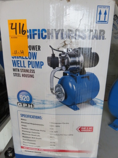 PACIFIC HYDROSTAR (1) H.P. SHALLOW WELL PUMP, 920 GPM