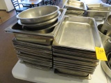 (2) STACKS ASSORTED SIZE & DEPTH STAINLESS STEEL TRAYS