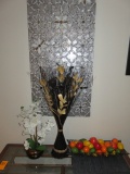 HANGING FLOWER-WALL DECOR, FAUX FRUIT BASKET & FLOWER DECOR