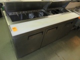 STAINLESS STEEL REFRIGERATED 3 DOOR PREP TABLE 73'' X 30''