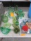 MASON JARS AND ASSORTED GREEN GLASS