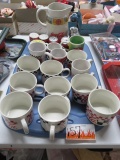 FLAT OF COCA COLA MUGS, SALT PEPPER SHAKERS AND PITCHER