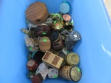 TOTE OF KNICK KNACKS AND SMALL CONTAINERS
