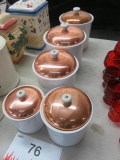 (5) CANISTERS WITH COPPER TOPS