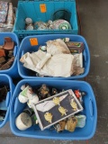 (3) TOTES OF CHINA, FIGURINES AND KNICK KNACKS