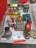 FLAT OF ASSORTED TIN TOYS AND PRODUCT PACKAGING