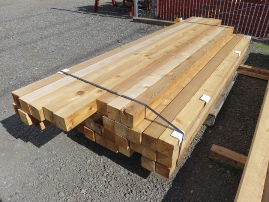 LOT OF ASSORTED LENGTH CEDAR 4 X 4 POSTS