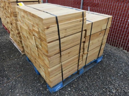 PALLET W/ ASSORTED LENGTH 2'' X 6'' AND 4'' X 4'' CEDAR BOARDS