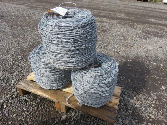 PALLET W/(3) ROLLS OF BARBED WIRE