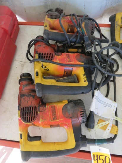 (3) DEWALT 120V ROTARY HAMMERS