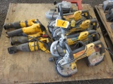 PALLET OF (4) DEWALT CORDED BAND SAWS, (1) MILWAUKEE BAND SAW, (1) CORDED D