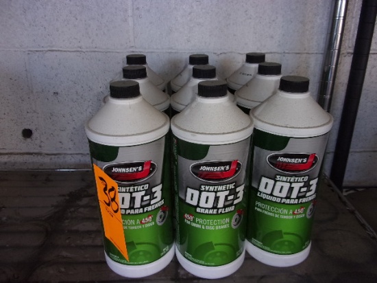 (9) QUARTS JOHNSEN'S DOT-3 BRAKE FLUID