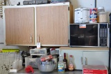 PREP COUNTER, CABINET, MICROWAVE AND CONTENTS