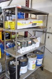 STORAGE CART 4 SHELF W/CONTENTS ASSORTED OIL, BED LINER AND PLASTIC