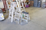 LOT OF 2 ALUMINUM STEP LADDERS, STEP LADDER AND 1 - 4' STOCK LADDER