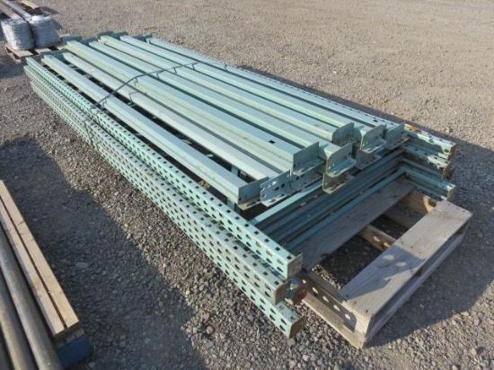 PALLET RACKING - (4) 10' X 44" UPRIGHTS & (12) 100" CROSSARMS