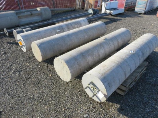 (4) 15' 120V 175W STEEL LIGHT POLES, W(4) 89''L X 18''D FOUNDATION BLOCKS