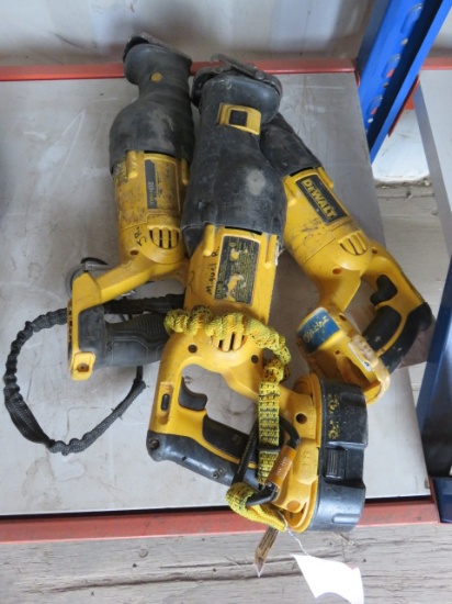 (2) DEWALT DC385 & (1) DEWALT DCS380 CORDLESS RECIPROCATING SAWS W/(1) BATT