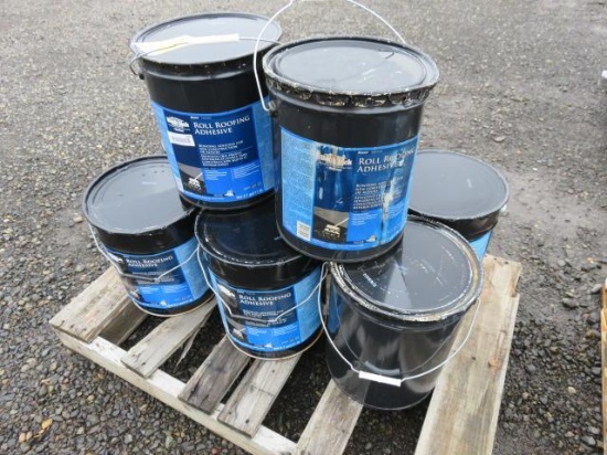 (8) 4.7 GALLON CANS OF BLACK JACK ROLL ROOFING ADHESIVE