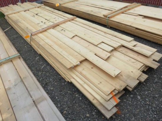 PALLET OF ASSORTED LENGTH & WIDTH PINE FLAT AND GROOVE BOARDS