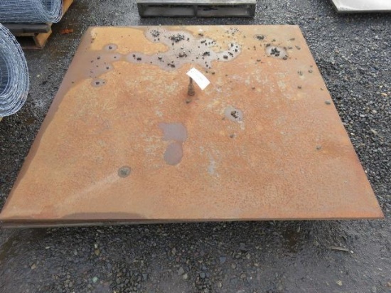 (2) 5' X 5' X 3/4'' STEEL PLATES, (1) W/EYE HOOK