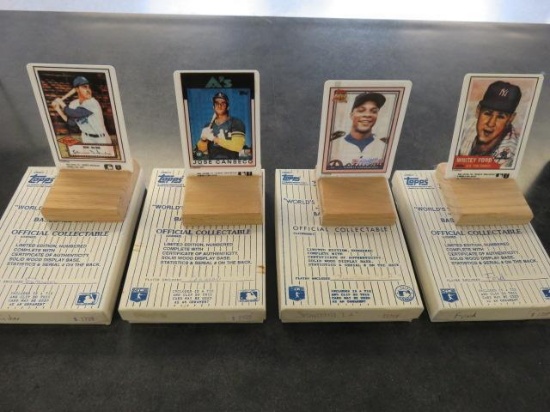 (4) PORCELAIN BASEBALL CARDS, SNIDER, CANSECO, STRAWBERRY & FORD
