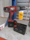MILWAUKEE 28V 1/2'' HAMMER DRILL, (2) BATTERIES (NO CHARGER)