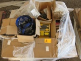PALLET OF ASSORTED GOODS, SAFETY VISORS, DISPOSABLE SLEEVES, FLOOR MAT, REF