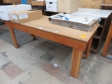 (4) WOODEN WORK BENCHES