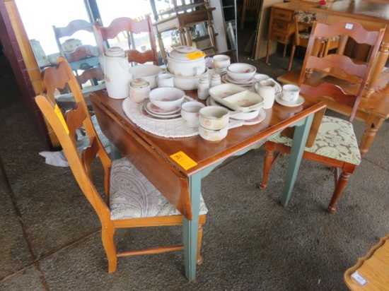 34'' X 54'' WOOD TABLE W/(3) CHAIRS
