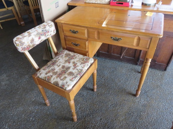 SEWING MACHINE TABLE & CHAIR
