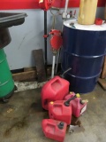 (2) MANUAL FLUID PUMPS, PNUEMATIC FLUID PUMP, & (4) GAS CANS