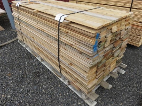 PALLET OF ASSORTED WIDTH 6' TONGUE AND GROOVE CEDAR BOARDS, APPROXIMATELY 198 BOARDS
