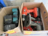 (7) ASSORTED STYLE BLACK AND DECKER CORDLESS DEVILS, & (1) BOX OF ASSORTED