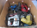 (2) CORDED RYOBI DETAIL SANDERS, (2) ELECTRIC STAPLERS, (1) CORDED SKIL ORB