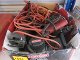 BOX W/ ASSORTED CORDED TOOLS, SAWZALL, ETC