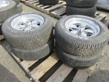 PALLET W/(4) GRAND PRIX RADIAL G/T 215/65R15 TIRES ON AMERICAN RACING 5 LUG