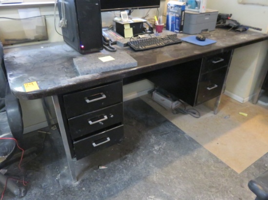 METAL DESK W/STONE TOP ONLY (NO CONTENTS)