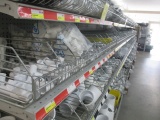 CONTENTS OF SHELF-ASSORTED PVC FITTINGS-ELBOWS, COUPLERS, 90'S, TEES & PLUG