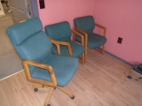 ROLLING CHAIR & (2) MATCHING CHAIRS