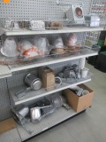 INVENTORY ON (1) SECTION GONDOLA SHELVING-ASSORTED HALO & JUNO RECESSED LIG