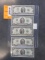 (5) UNCIRCULATED 1976 SERIES TWO DOLLAR BILLS W/ SEQUENTIAL SERIAL NUMBERS