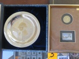GEORGE WASHINGTON COMMEMORATIVE PLATE & 50 YEAR OF CONSERVATION 'DUCKS UNLIMITED' FRAMED COIN