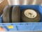 SET OF (4) DELITIRE 4.10/3.50-6 FOAM FILLED TIRES ON STEEL WHEELS