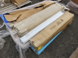 PALLET W/ 4' FLUORESCENT LIGHT BULBS, (1) PROJECTION SCREEN