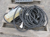 PALLET W/(1) ROLL OF 30A EXTENSION CORD, (1) ROLL OF 30A CABLE W/SAFETY