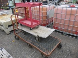 LOT W/ (2) ROLLING FLAT CARTS, (1) 2 SHELF ROLLING CART